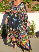 Beach Dresses Bird Bohemian Kaftans for Women 2025 New Loose Bikini Cover Ups Maxi Robe Elegant Bathing Suits - Image 5