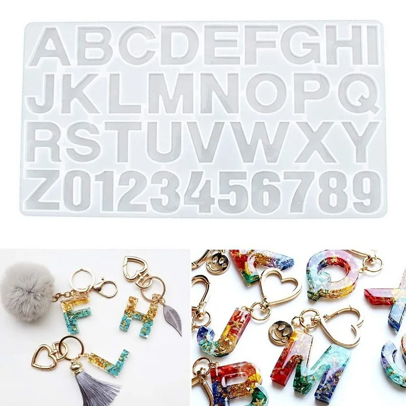 Epoxy Resin Silicone Mold DIY Letter Number Pendant Keychain Earring Epoxy Jewelry Crafts Casting silicone mold