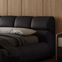 Lit double de luxe en cuir de première qualité pour chambre à coucher, cadre de tête de lit esthétique, dossier souple, taille king, meubles de maison 6