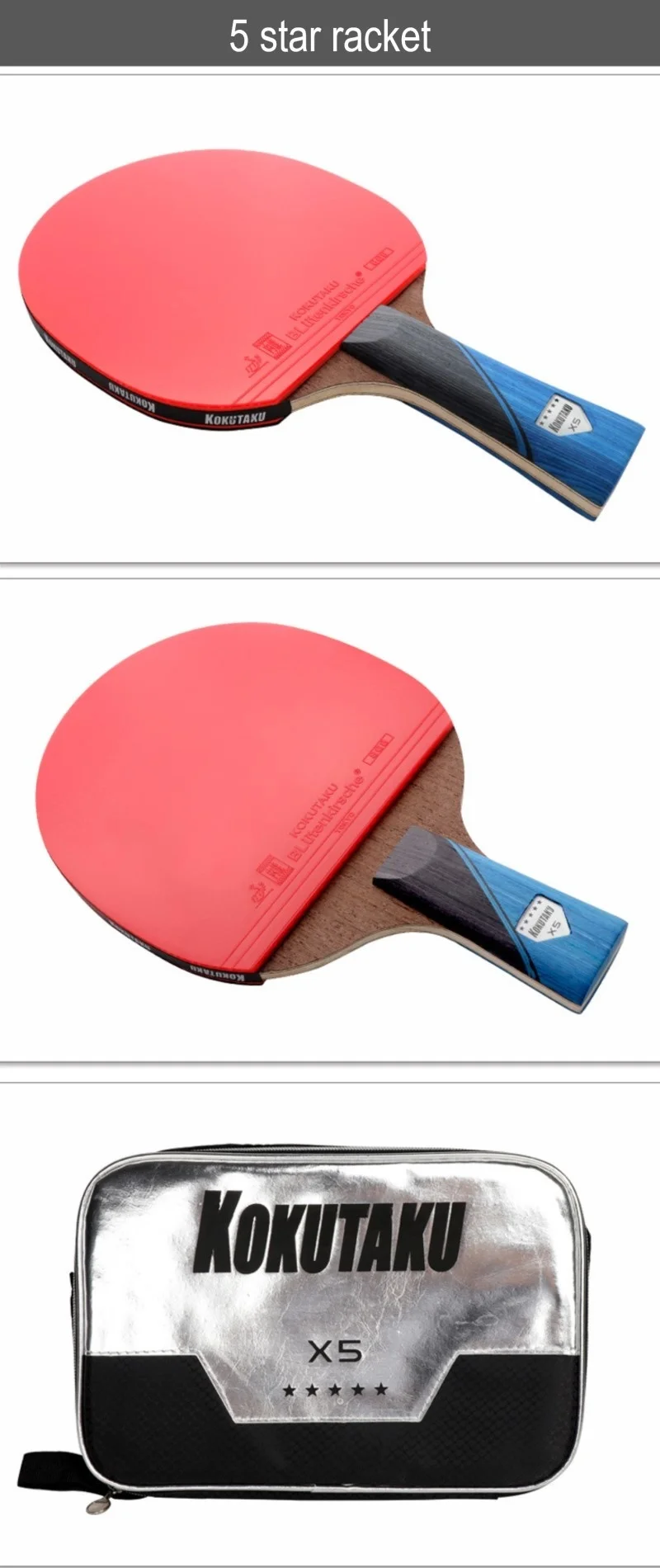KOKUTAKU ITTF Professional 4/5/6 Star Ping Pong Racket Carbon Table Tennis Racket Bat Paddle Set Pimples In Rubber With Bag