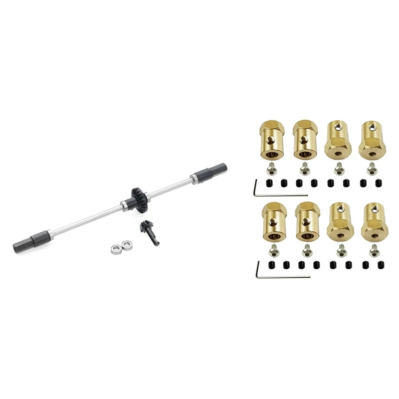 

1 Set 5Mm To 12Mm Brass Combiner Wheel HUB Hex Adapter & 1 Pcs Gear Bridge Axle Gear Steering Cup Kit