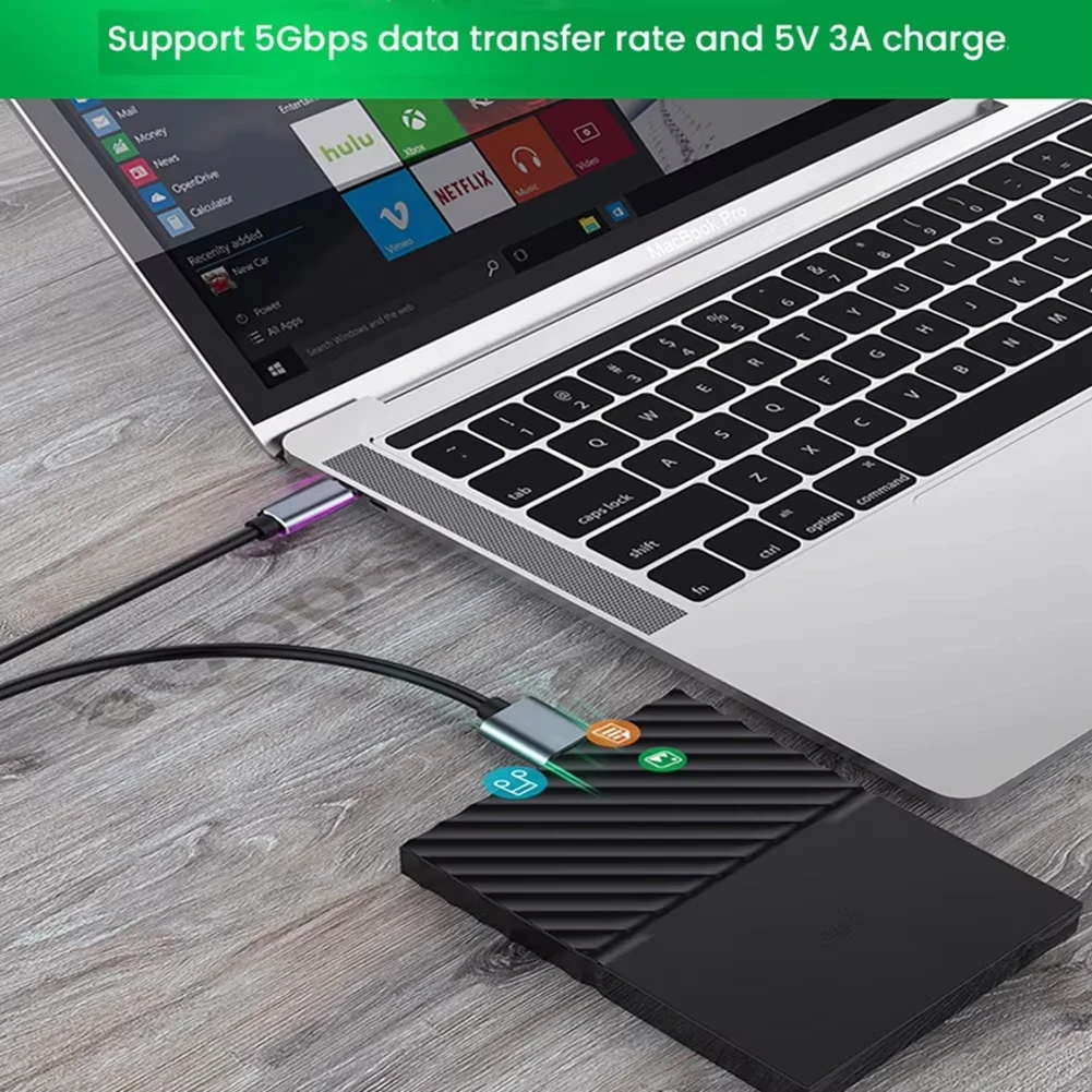 외장 하드 드라이브 케이블 USB 3.0 타입 C - 마이크로 B 남성 어댑터 (도시바, 시게이트, WD, 레노버 PC, 노트북 HDD 디스크 데이터 동기화 케이블)