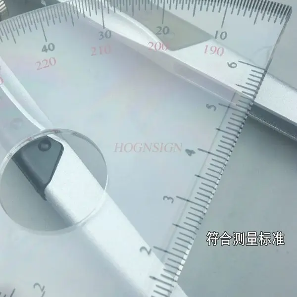 학생 도면 및 사무실 디자인을 위한 오목한 눈금이 있는 1개 투명 유기 유리 반원형 각도기