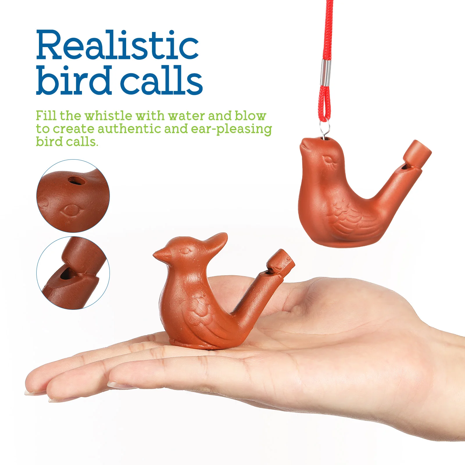 4pcs Bird Water Whistles Pottery Bird Whistles Funny Kids Musical Noisemaker Toys With Lanyards Lanyard Water Bird Whistle 5