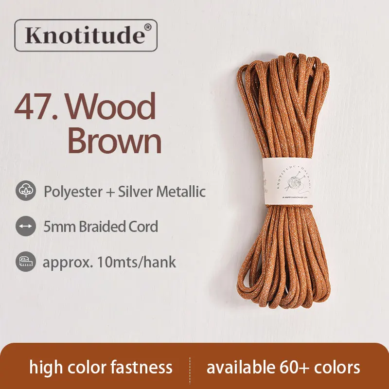 Silver Glossy Polyester Braid Rope with Shiny Lurex Metallic Finish - Ideal for DIY Jewelry Projects, 5mm x 10m