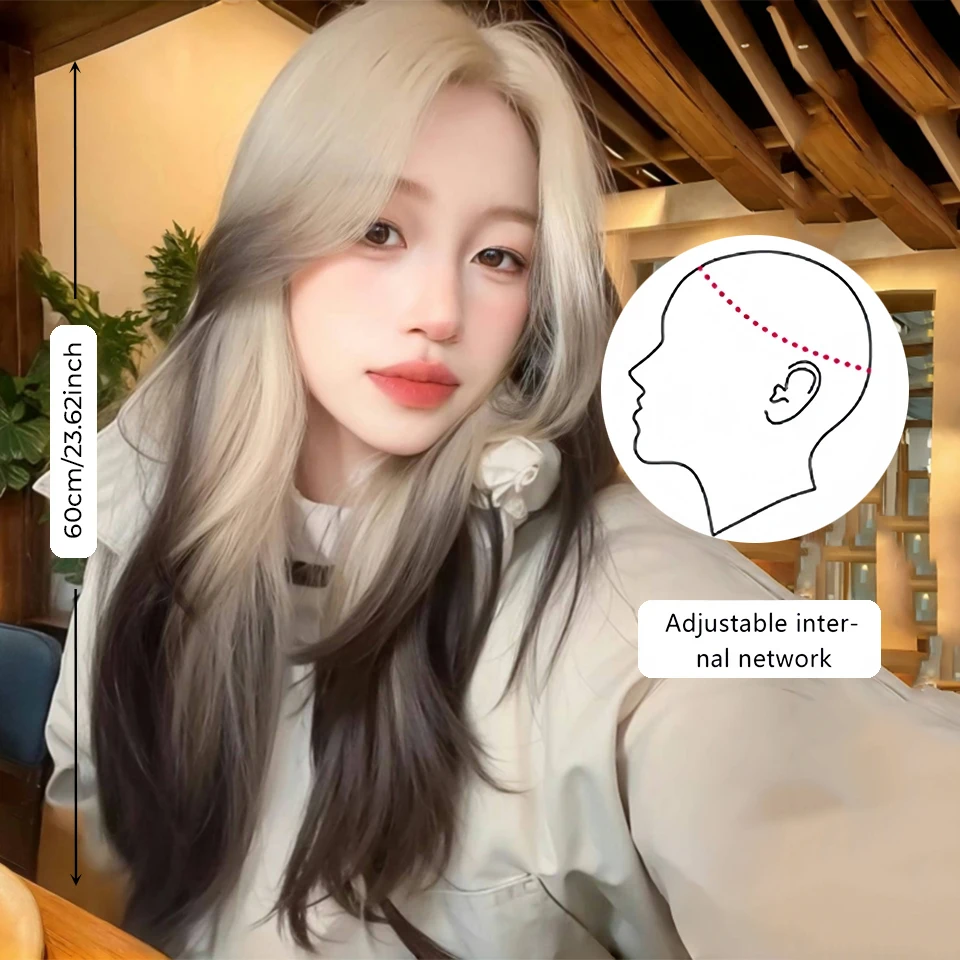 Synthetic Blonde Wavy Hair Wig for Women with Bangs