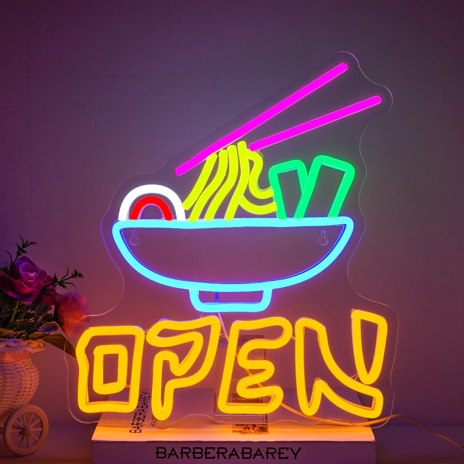 Ramen – panneau néon pour magasin, décoration murale ouverte, lumière LED colorée à intensité variable, pour Restaurant, cuisine, restauration rapide, Bar, Club, décor de fête