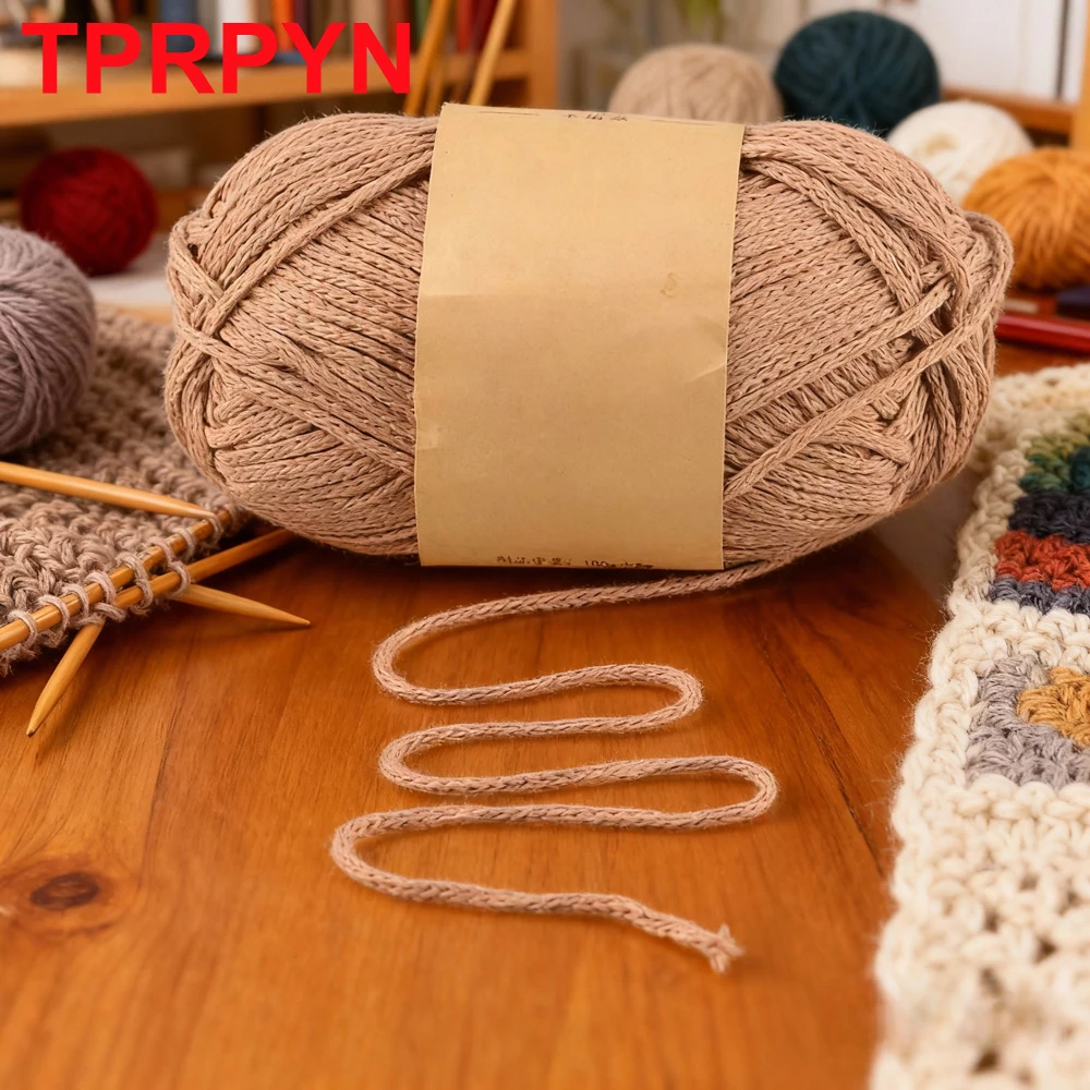 코튼 할로우 크로셰 원사, 폴리에스터 뜨게 스레드, 라운드 크로셰 라인, 두꺼운 DIY 가방 매트 슬리퍼, 아미구루미, 1PC, 100g, 2mm