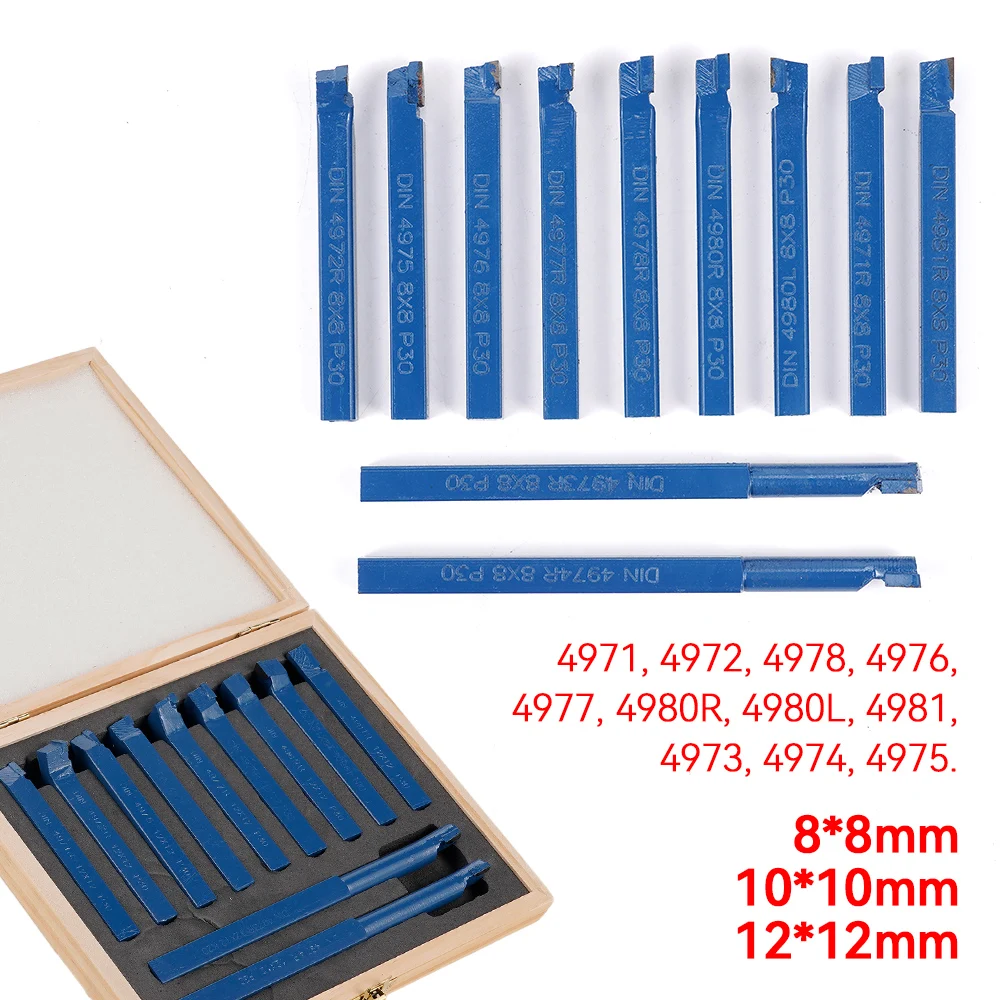 11 Pcs/Set P30 8/10/12mm 초경 팁 절단 터닝 보링 비트 금속 가공 선반 초경 금속 가공용 선반