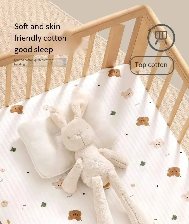 1PC Solid Color Dotted Flannel Crib Sheet Crib Mattress Children's Bed Cover For Newborn Sheet Beding Baby Bed