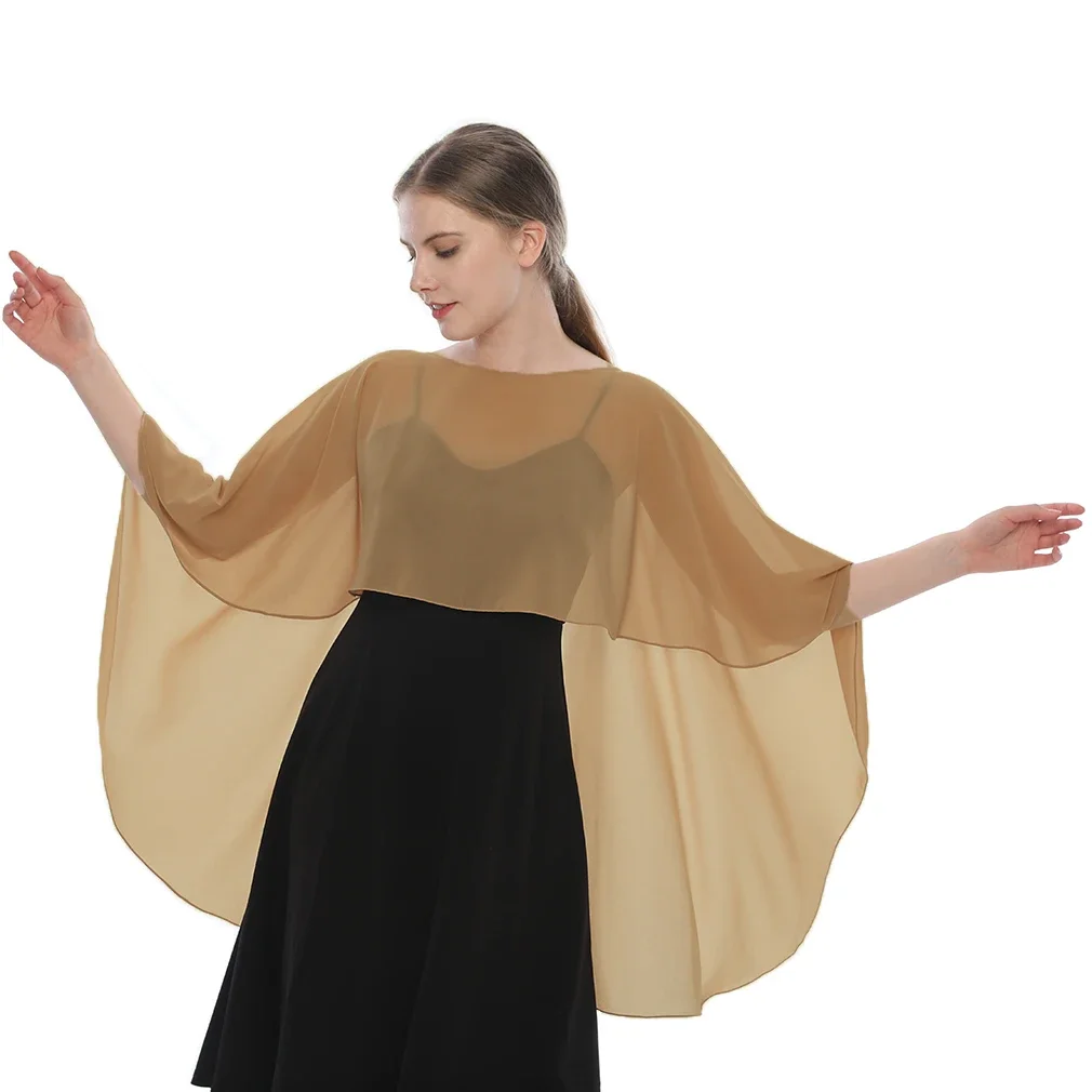 Damen Chiffon Capes Schal Damen Abend Hochzeit Party Capes Achselzucken Damen Braut Leichter langer Schal und Wraps Kleid Cover Up – Detail 15