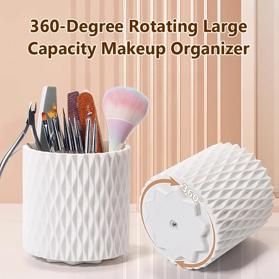 Stylish Clear Acrylic Makeup Brush Holder Large Capacity Rotating Organizer Nail Art Tools Desktop Storage Cosmetic Brush Cup
