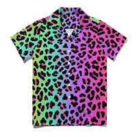 Rainbow Leopard Beach Shirt Cheetah Neon Print Hawaii Casual Shirts Male Retro Blouses Short Sleeve Pattern Clothing Big Size 2
