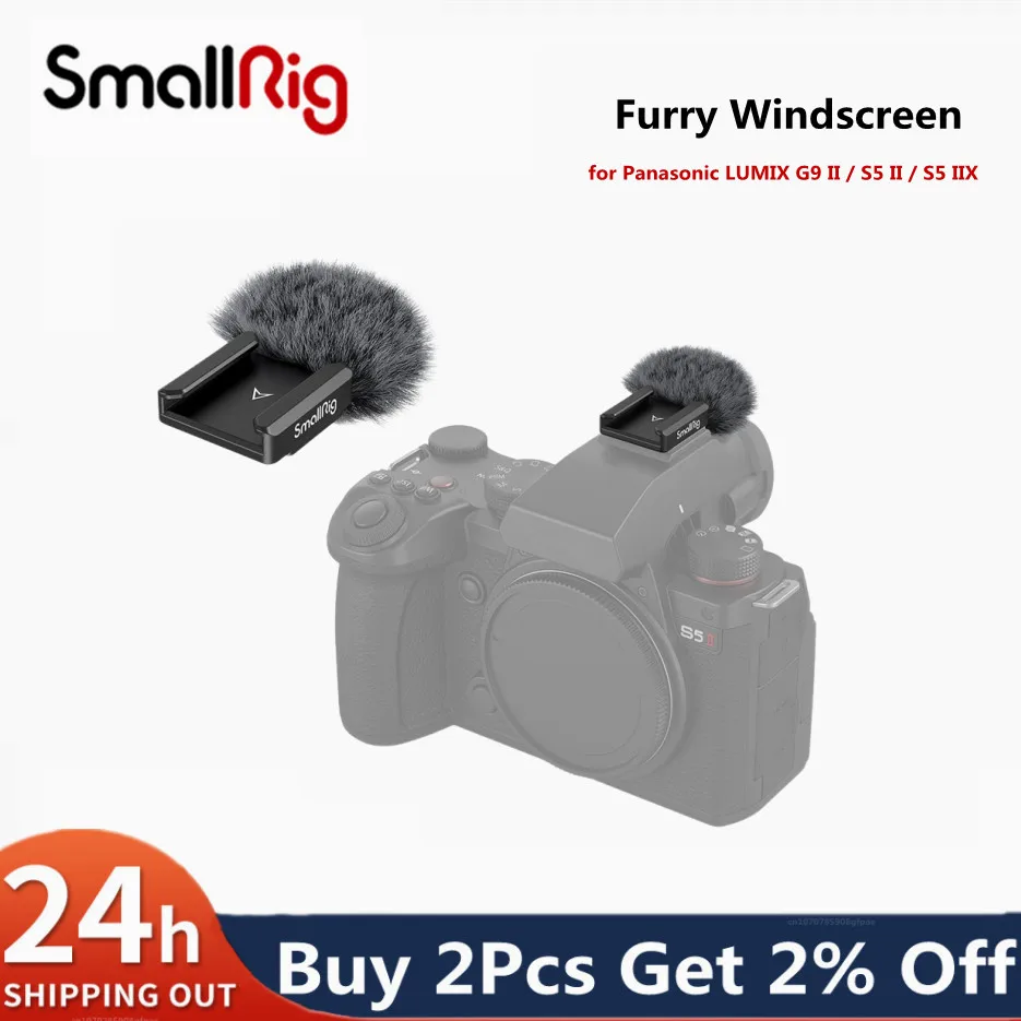 Parabrezza Peloso Smallrig Per Panasonic Lumix G9 Ii / S5 Ii / S5 Iix Con Supporto Per Scarpe Fredde Per Mini Led Light 4245