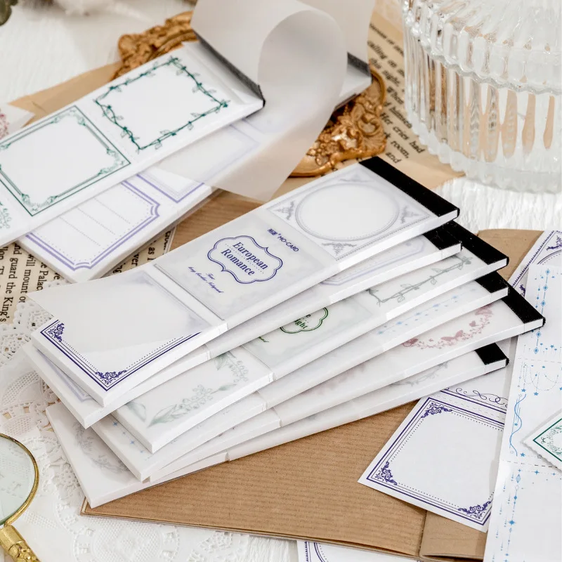 

30sheets Memo Pads Writable Border Notes Retro Wove Paper Can Tear Junk Journal Scrapbooking Stickers Office School Stationery