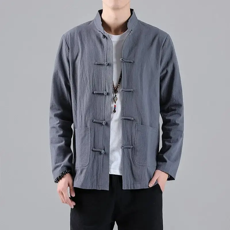 Men Chinese Style Shirt Tang Suit Chinese Shirt Style Jacket Collar Traditional Chinese Clothing For Men Linen Kungfu Cheongsam Top Hanfu Men