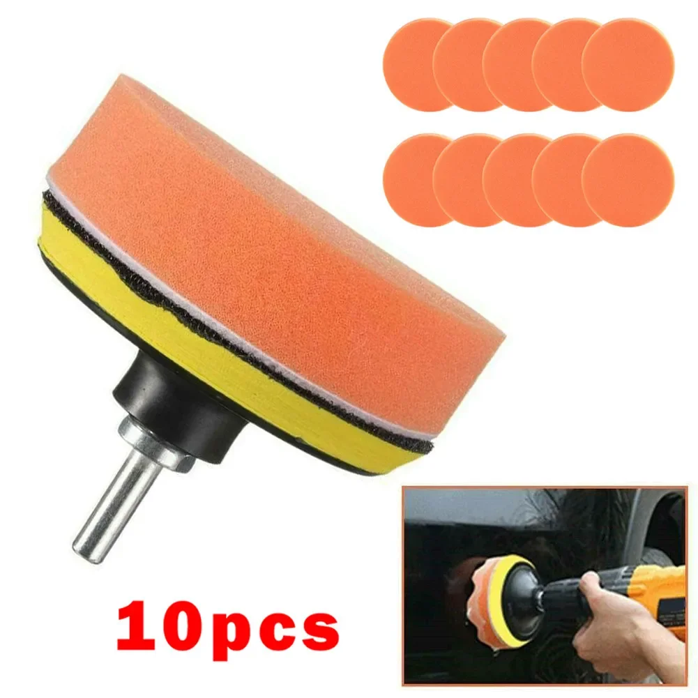 Car Polishing Sponge Set 10PCS 75mm Car Polishing Sponge Kit Waxing Orange Smooth Flat Sponge Polishing Pad Cleaning Tool For Car Polisher