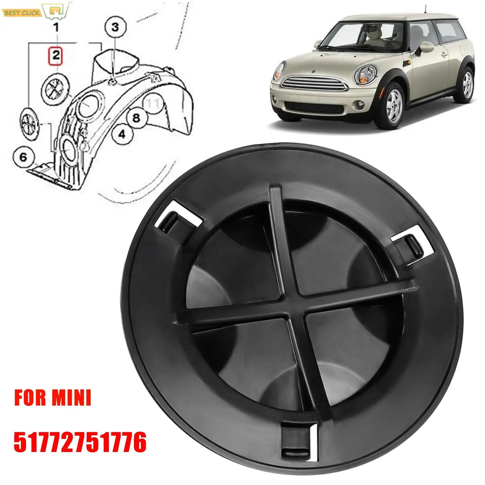 

51772751776 Front Wheel Mudguard Cover Fender Lining Bulb Cap For BMW Mini R55 R56 R57 LCi R58 R59 Lid Wheelhouse Cover 2751776