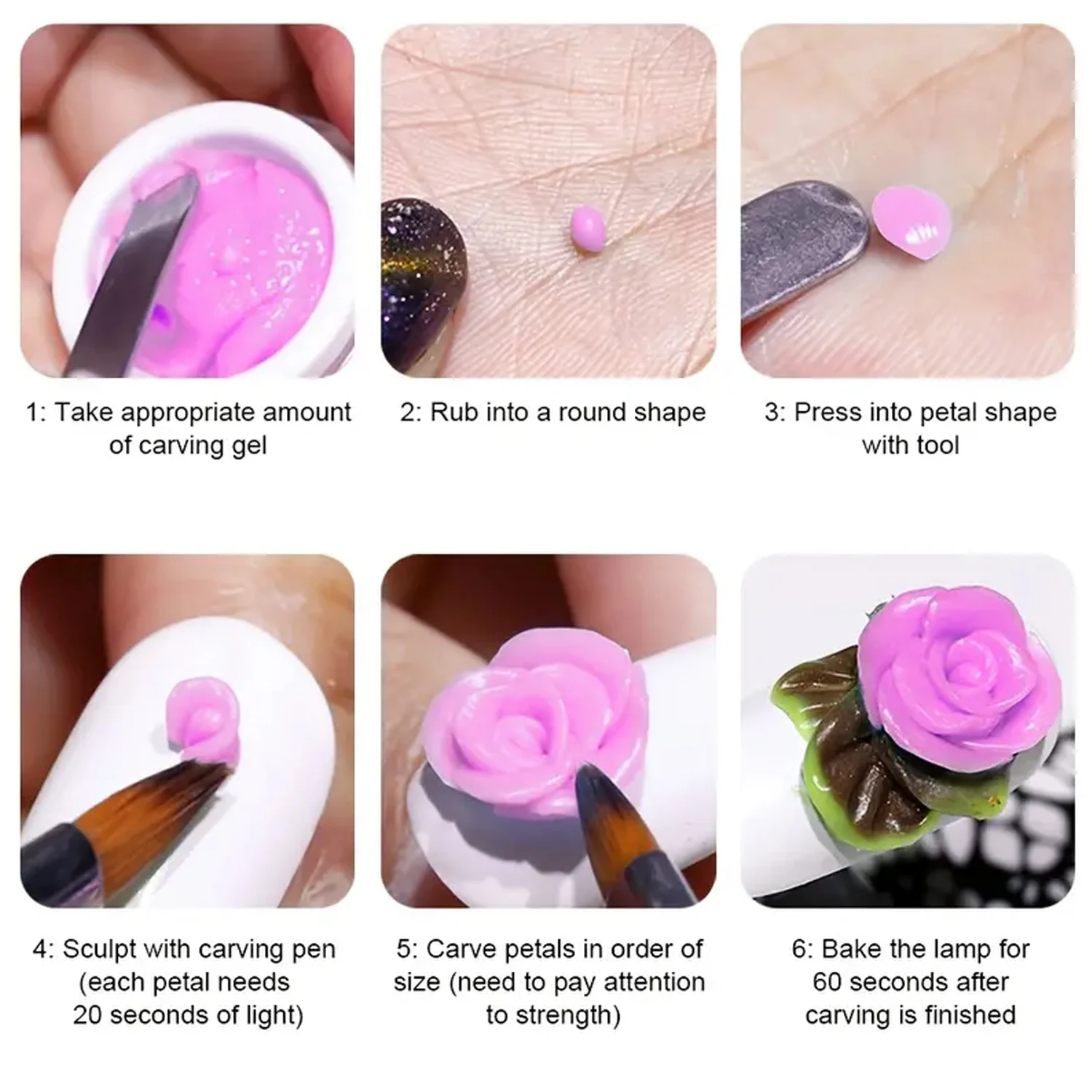 Nail Art Accessories Carving Gel Supplies 3D 4D Model Carved MudPlasticine UV Gel DIY Nails Painting Removable 3D Embossment Gel 6