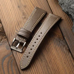 Vintage Men's Handmade Palm - Patterned Genuine Leather Watchband - Soft, Ultra - Thin, Quick Release - 22mm (Brown)