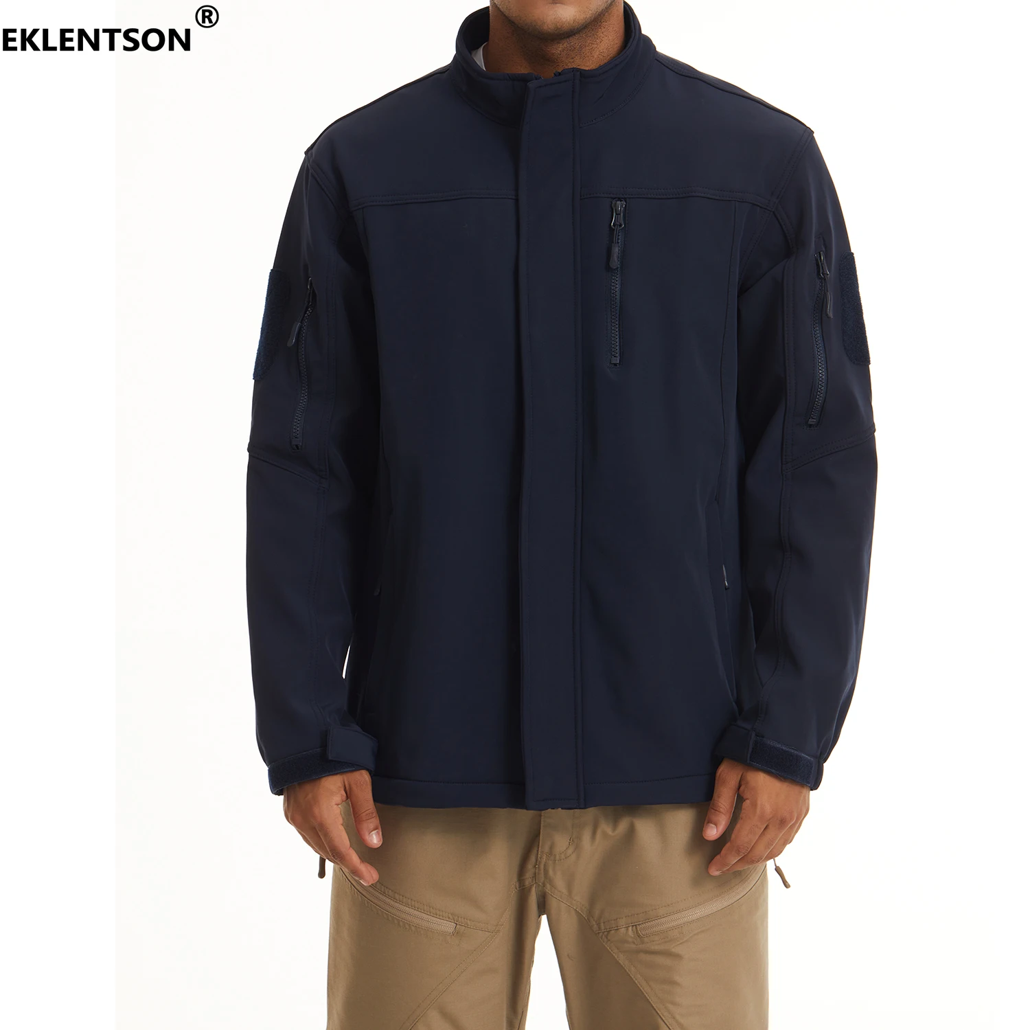 EKLENTSON Herren Soft Shell Wanderjacke Wasserdichte Thermojacke Winter Fleece Warm Winddicht Jagd Camping Mantel Windjacke – Detail 18