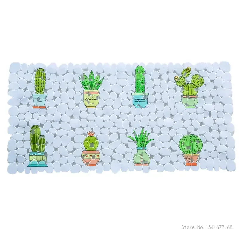 Cobblestone Pattern Anti-skid Rectangular Shower Mat, Eco-friendly PVC, Household Hotel Supplies, Bathroom Foot Pad, 88x40cm 1Pc