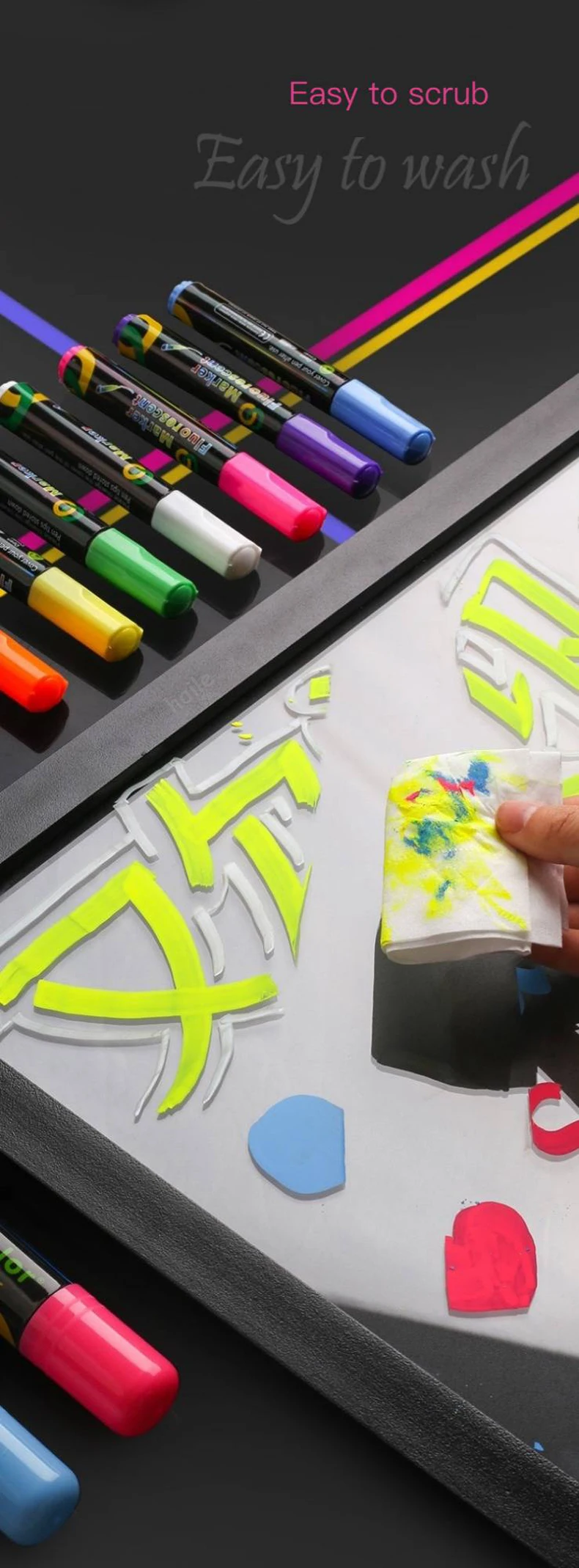 Haile 8 Farbe/Set Textmarker Fluoreszierende Marker Stifte Löschbare Kreide 5/6/8/10mm Schreibwaren für LED Schreibtafel Malerei Graffit – Detail 11