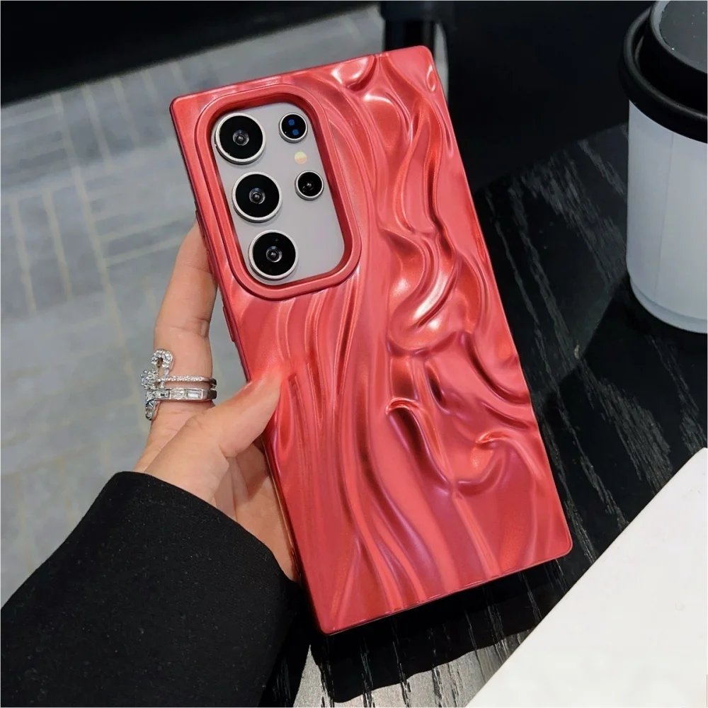Glossy Plating Phone Case with Matte 3D Wave Design