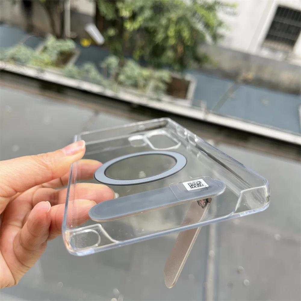 Clear Magnetic Phone Case with Kickstand and 360° Rotating Metal Mount