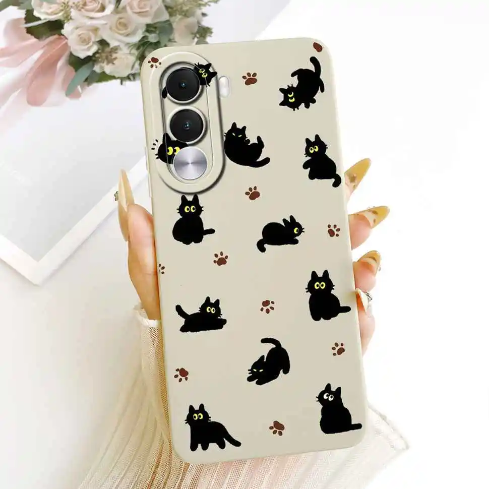 Cartoon Cat & Cute Dog Silicone Back Cover - 6.8 Premium Protective Phone Case