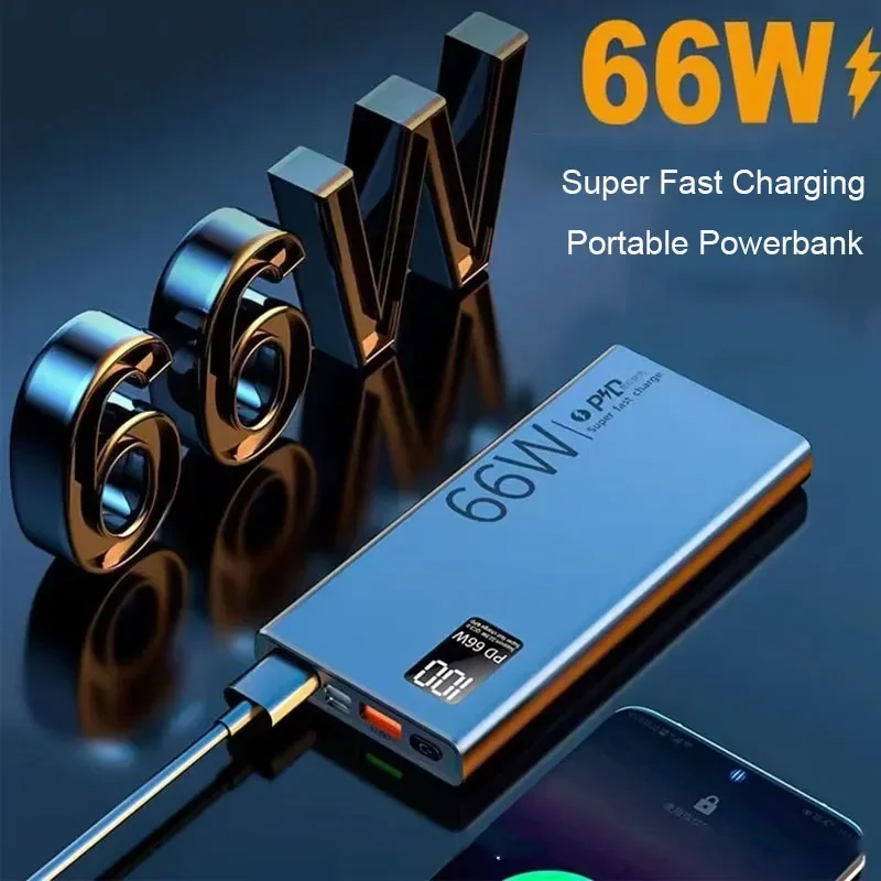 30000mAh Power Bank 66W Super Fast Charging For iPhone 15 14 Huawei P50 Xiaomi Samsung PD 20W External Battery Charger Powerbank 3
