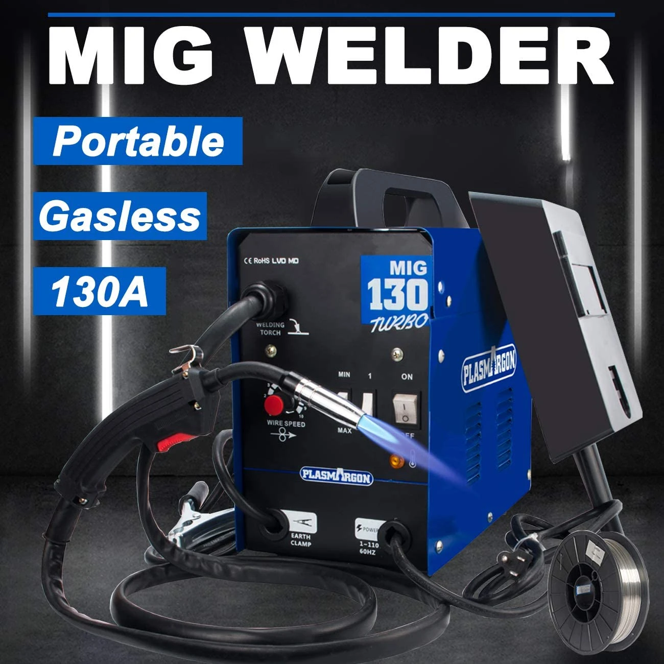 PLASMARGON Mini Mig Welder SemiAutomatic 220V Inverte Gasless Welding