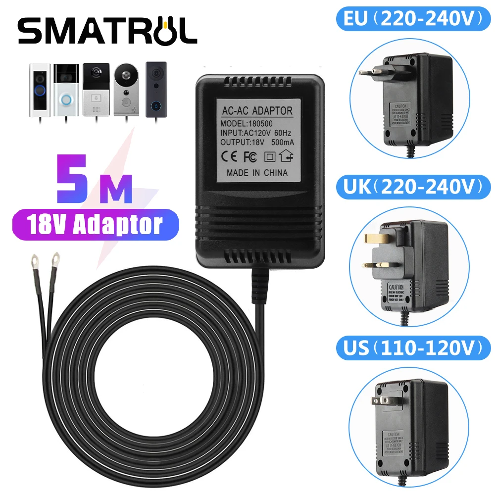 US UK EU Plug 18V AC Transformer Charger Cable For Wifi Wireless