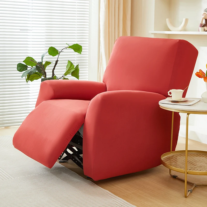 4PC/set Solid Color Recliner Sofa Cover Single Seat Elastic