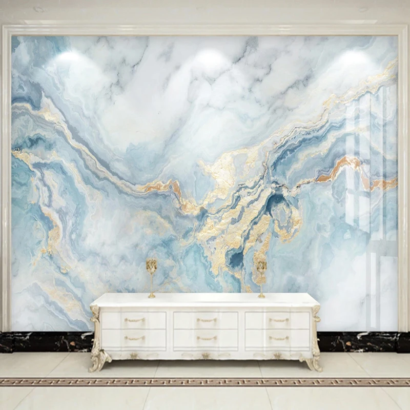 Custom Photo Wallpaper 3D Blue Marble Luxury Home Decor Murals Living Room TV Sofa Bedroom Background Wall Painting 3D Wallpaper