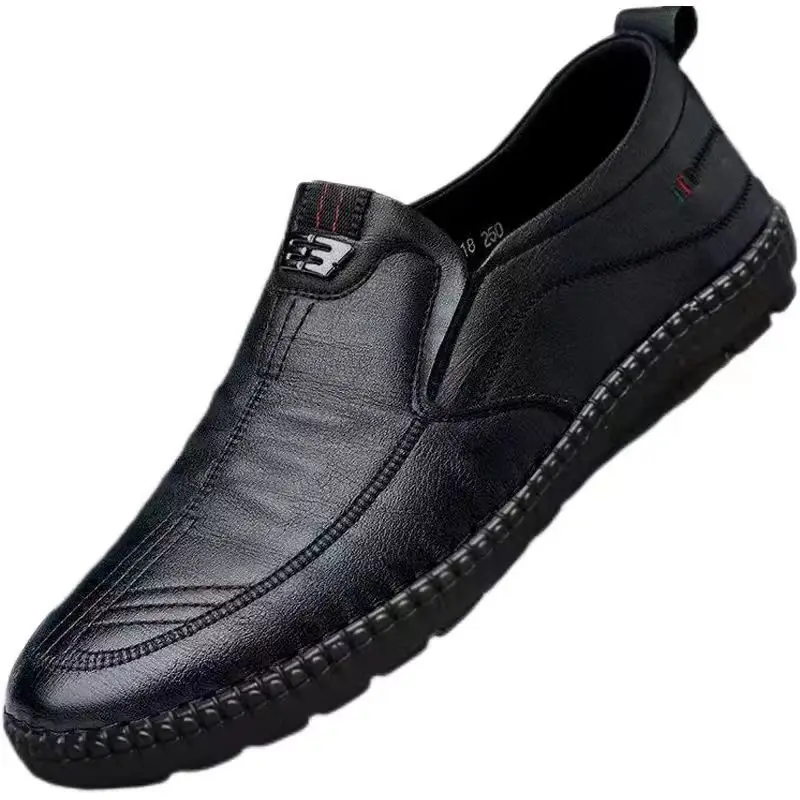 2024 Mens Leather Loafers Non Slip Walking Flats Breathable Outdoor Slip on Casual Shoes for Male Work Office Driving Sneakers 5