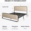 Queen Size Platform Metal Bed Frame with Curved Upholstered Headboard and Footboard, Large Under Bed Storage, No Box 6