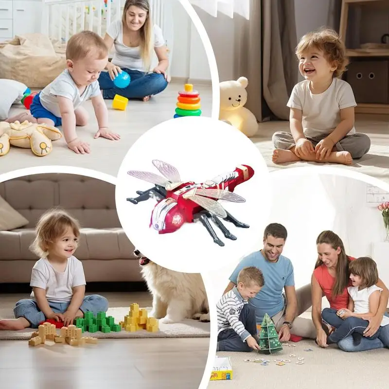 Remote Control Dragonfly 2.4 Ghz Smart Dragonfly RC Toy Robot Dragonfly With Spray And LED Lights RC Realistic Musical Bot For 5