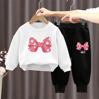 Spring Autumn Toddler Girl Tracksuit Bow Print Clothes Set 2PCS Long Sleeve Top and Pants Girls Outfit Sets Children Tracksuit 2