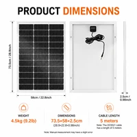 Panneau solaire rigide en verre 80W avec câble CC de 5M et câble adaptateur 5-en-1, module photovoltaïque portable pour montage sur balcon, station d'énergie, camping-car, camping, usage domestique et recharge d'énergie en extérieur 5