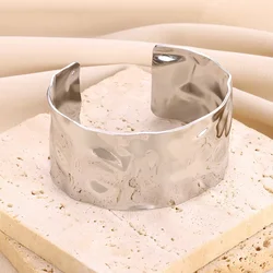 Gold Color Geometric Aesthetic Flower Leaf Bangle - Stainless Steel Bracelet (BRASS PLATED)