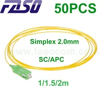 

FASO 50Pcs/Bag 1m/1.5m/2m SC/APC Simplex SX Core 2.0mm Single Mode Fiber Optic Pigtail
