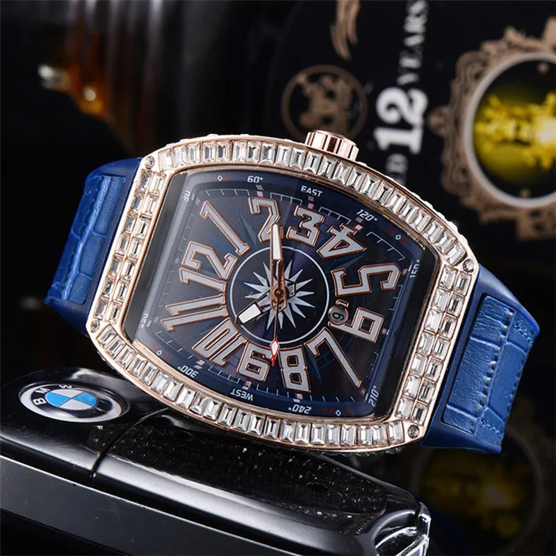

New diamond premium watch glow-in-the-dark waterproof men's watch Wine Barrel men's watch