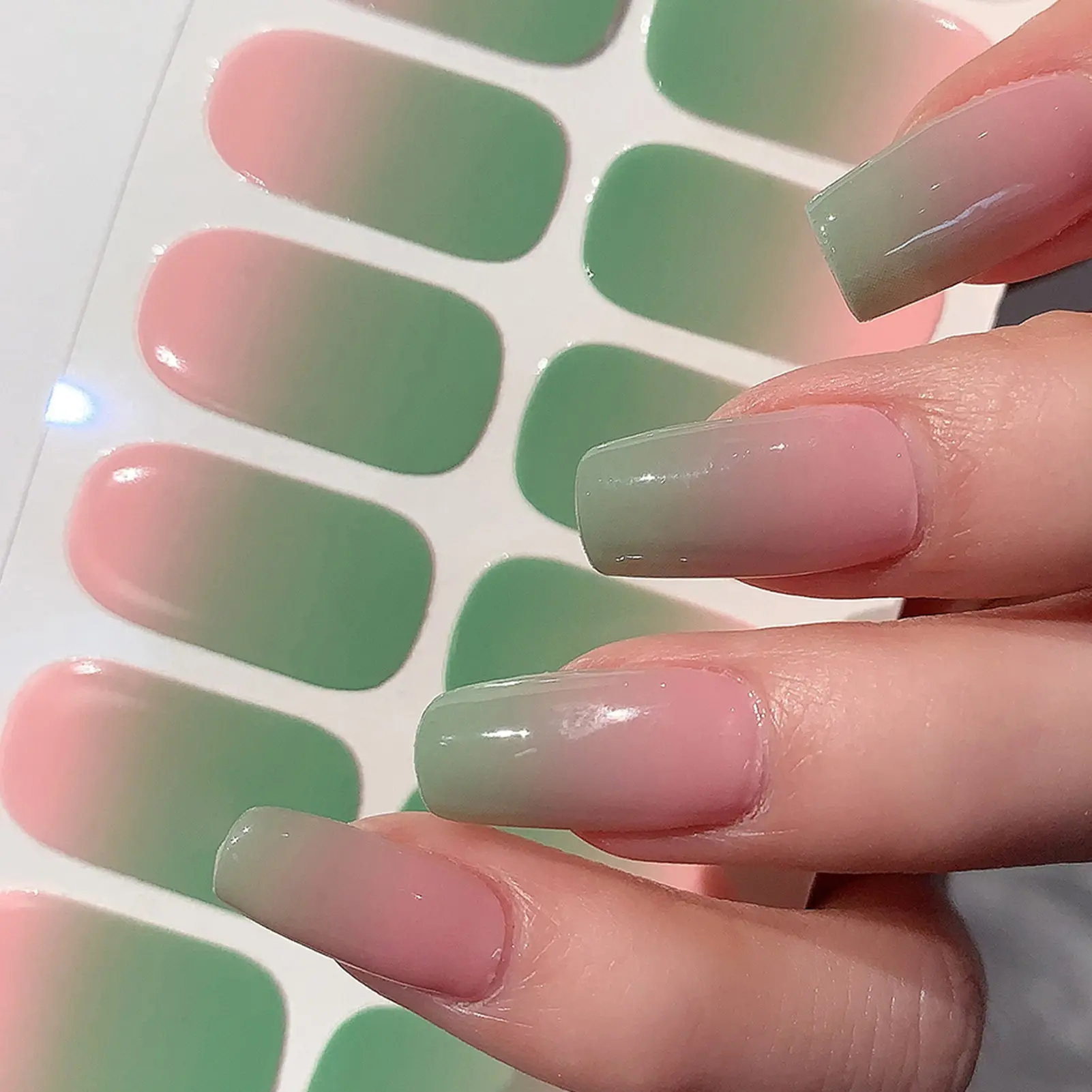 Semi Cured Wrap Nail Sticker Multi Color Solid Gel Full Cover No Need UV Lamp Cured Fast 1 Sheet