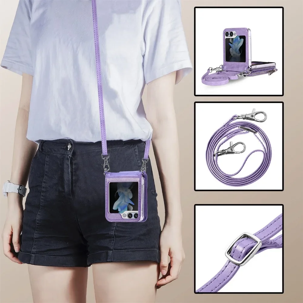 2-in-1 Detachable Zipper Wallet Phone Case with Card Slot & Long Lanyard