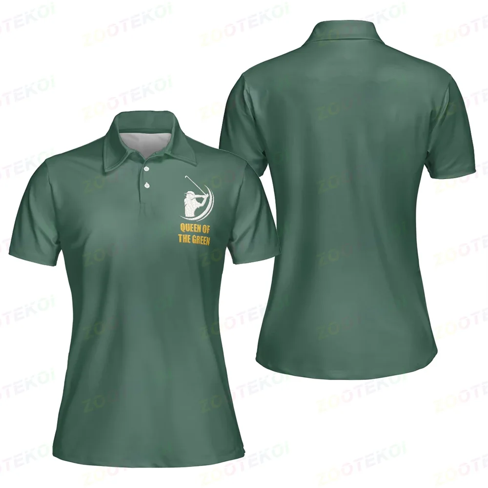 Women's Fashion Printed Breathable Polo Shirts Summer Short Sleeves Outdoor Golf F4 Racing Lapel Buttons T-shirt