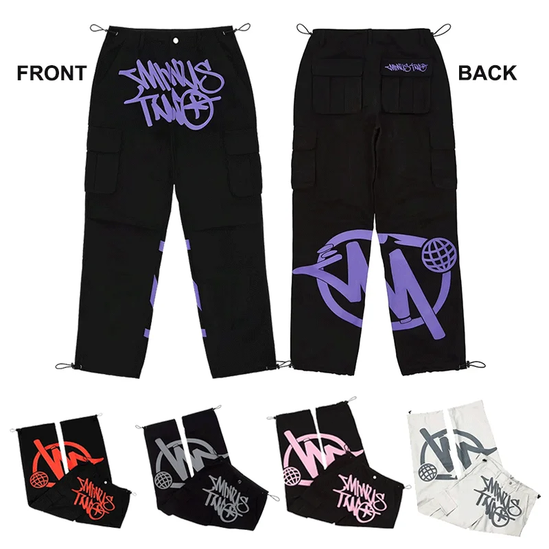 Minus Two Street Style Y2k Fashion Loose Long Pants Hip-hop Floor-length Trousers for Young Personality Men's Straight Overalls