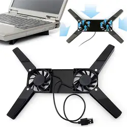 Ventilador de escritorio para ordenador portátil, soporte de refrigeración Dual para Notebook, soporte plegable para estante USB, radiador negro