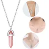 Natural Purple Amethysts Rock Quartz Rose Crystal Hexagonal Chakra Healing Point Pendulum Stone Pendant Necklace For Women Girls 6