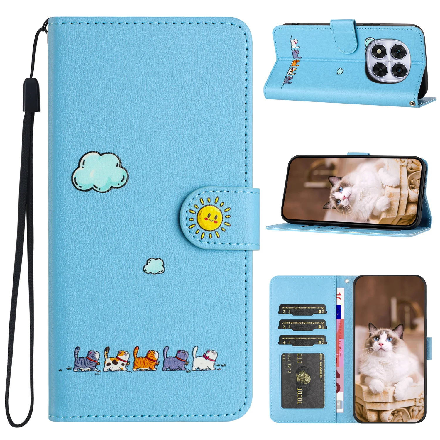 Elegant Leather Flip Wallet Case with Kickstand and Card Holder